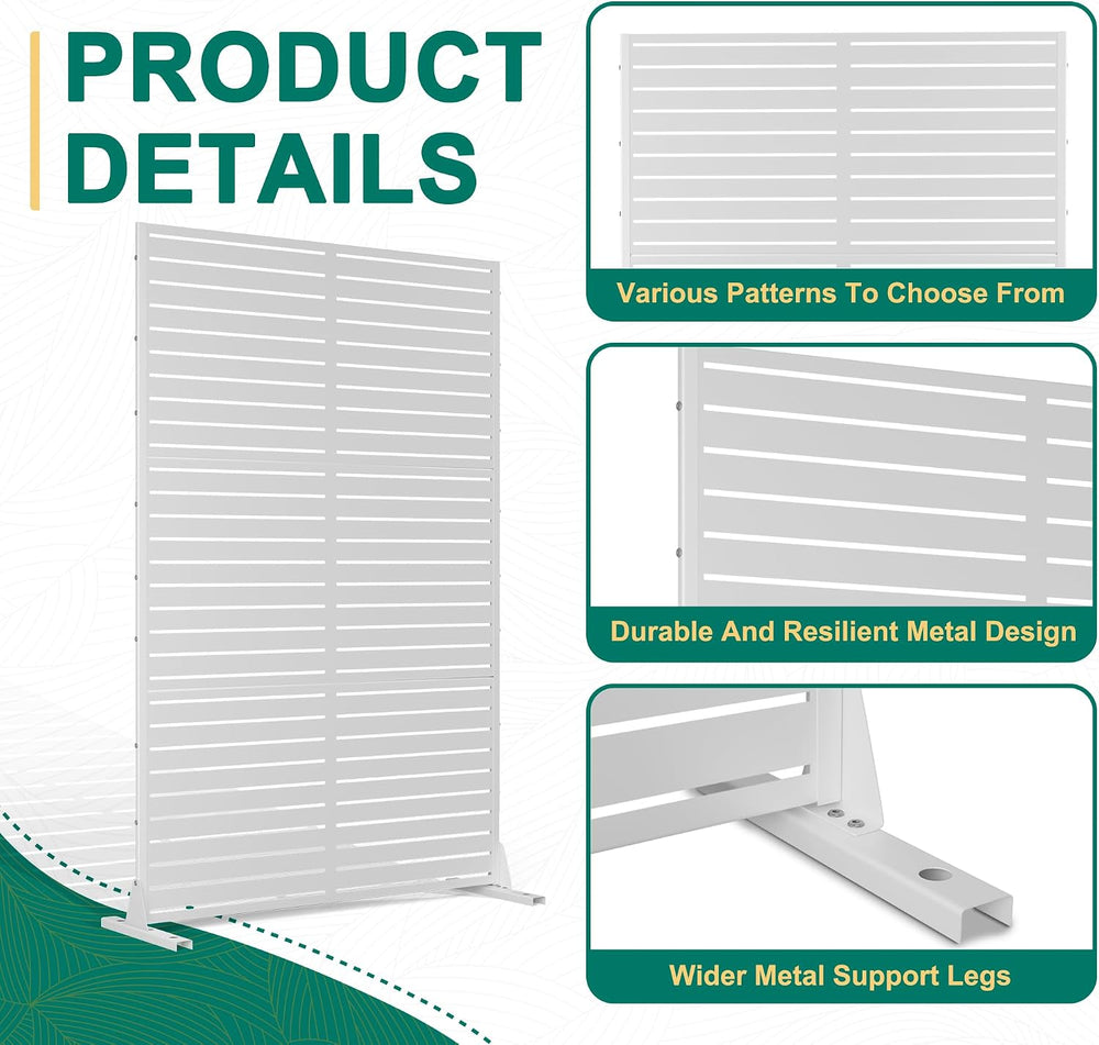 72" H×47" W Metal Outdoor Privacy Screen Freestanding, Panels for P...