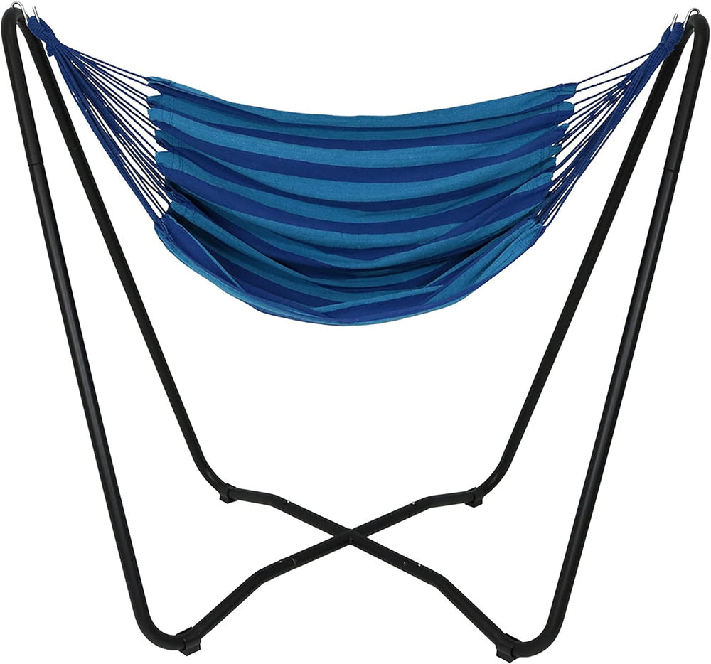 Sunnydaze Hanging Hammock Chair with Stand, Beach Oasis