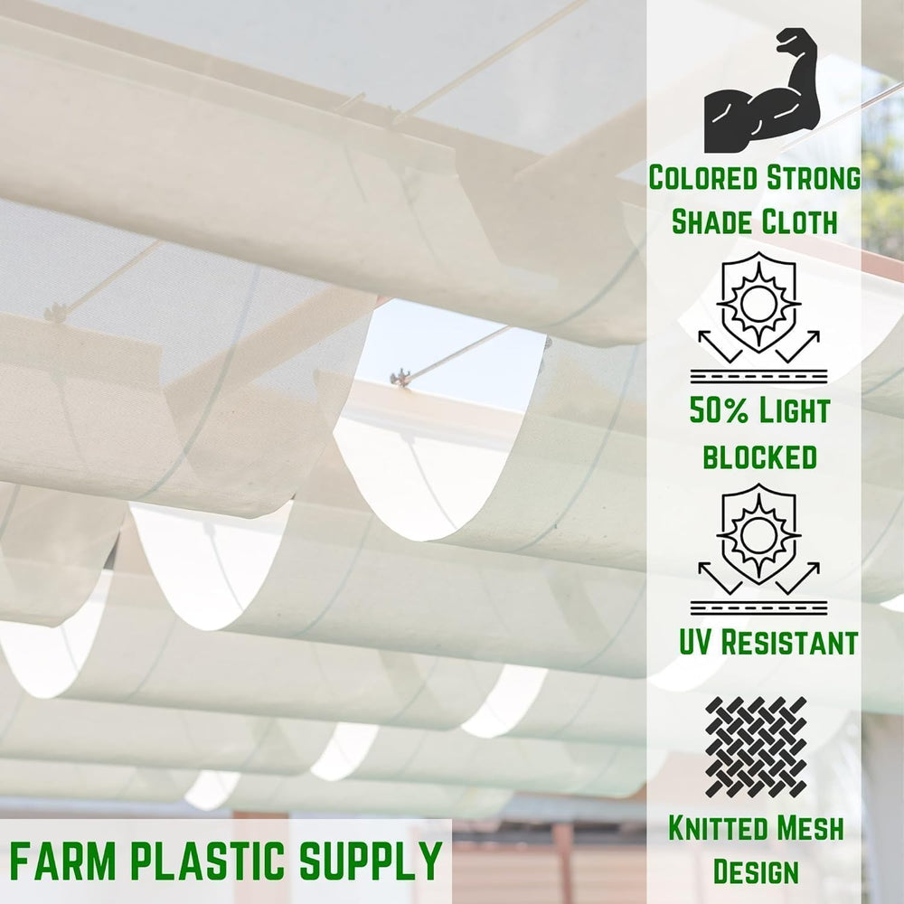 Farm Plastic Supply - White Shade Cloth - 50% - Mesh Fabric for Fence Privacy...