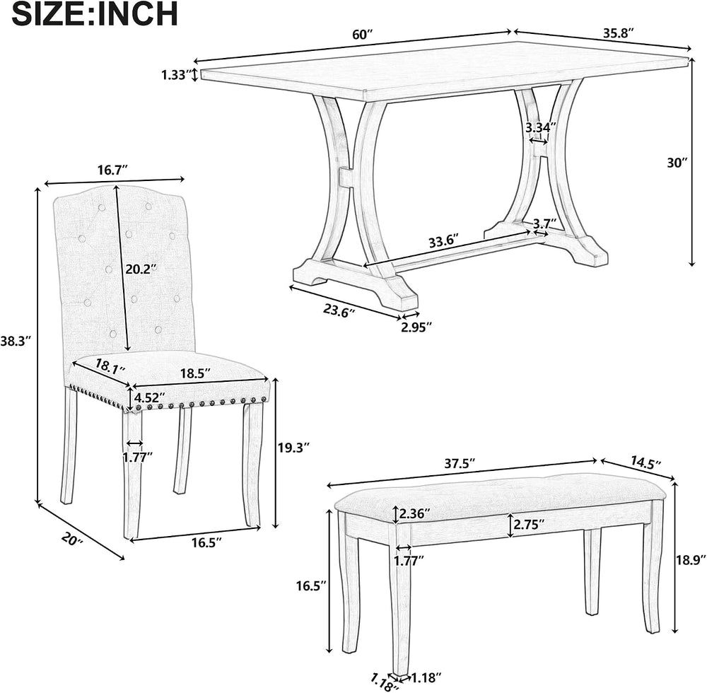 Harper & Bright Designs Classic and Traditional Style 6 - Piece Dining Se...
