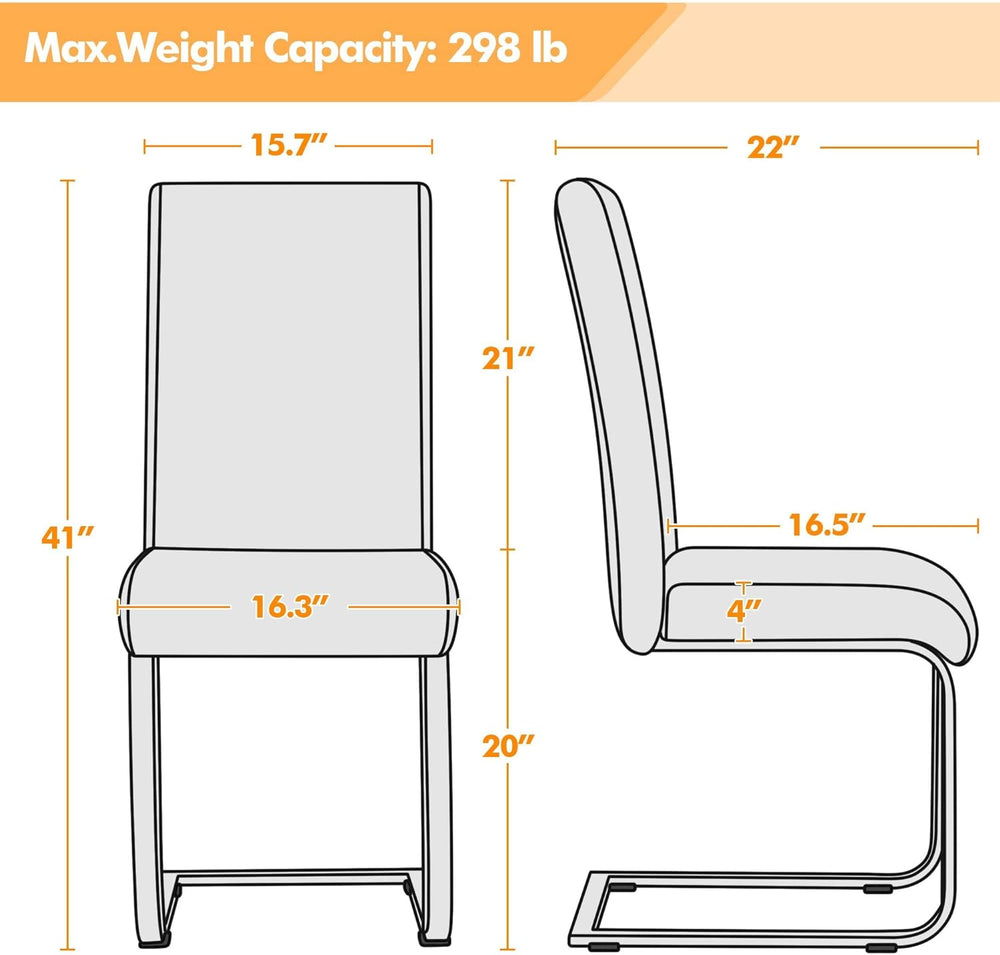 Yaheetech Dining Chairs Set of 2 High Back Modern Kitchen Chairs Dark Gray