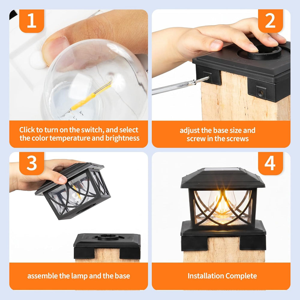 JOFIOS Solar Post Lights Outdoor 8pack, Adjustable Base Fits 3.5"–6"...