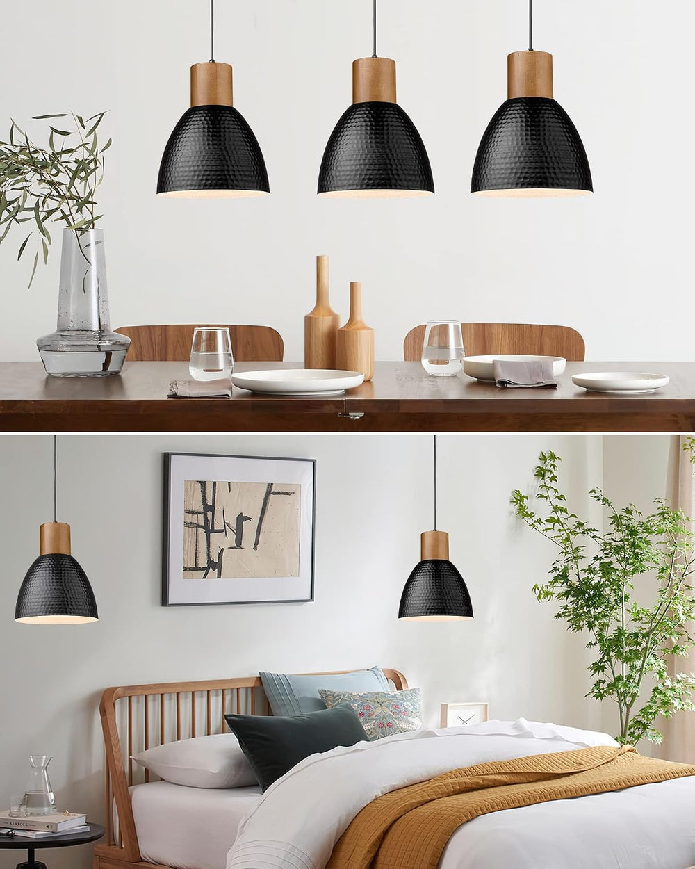 ELYONA 3 Pack Hammered Pendant Lights for Kitchen Island 7” Small Metal Solid...
