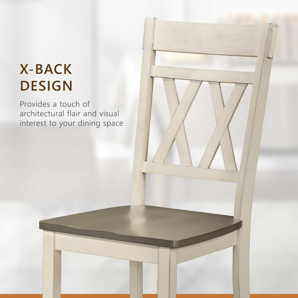 Lexicon Wood Dining Chair, Set of 2,Greywash/Antique White