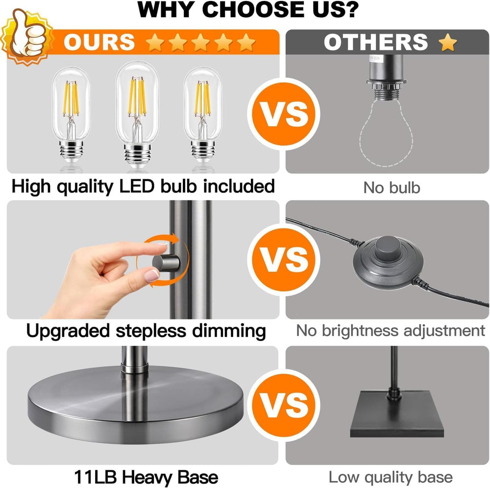 Dimmable Floor Lamp, 3 Lights Sliver Arc Floor Lamp, Modern Tall Standing Tre...