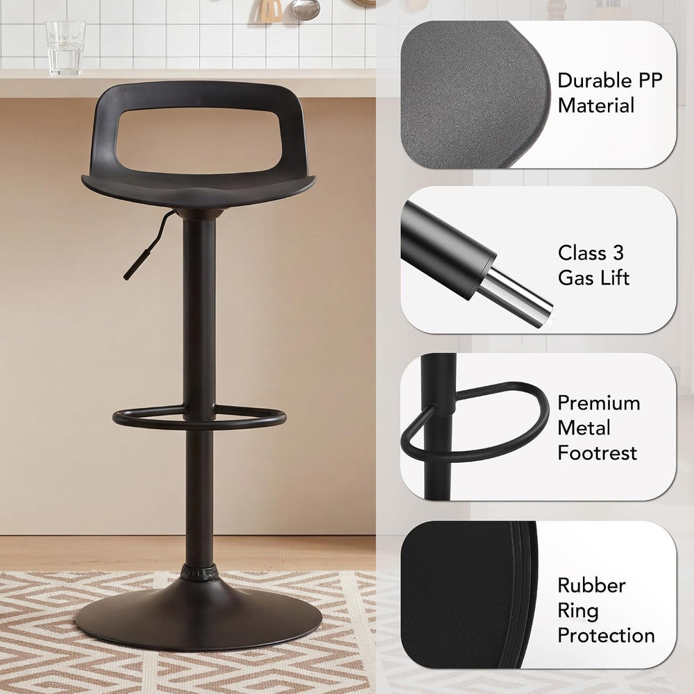 GOTMINSI Modern Adjustable Bar Stool - 300 lbs Capacity, Waterproof PP Seat, ...