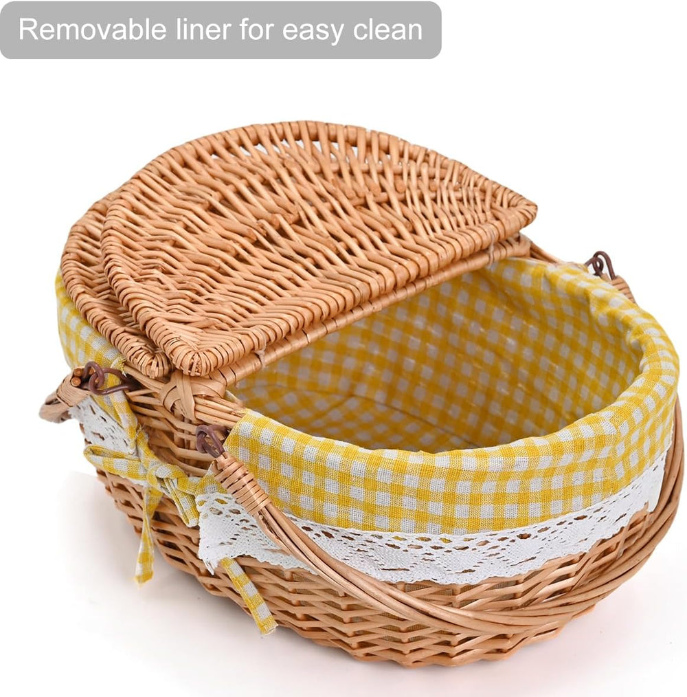 Large 15.4" Wicker Picnic Basket with Removable Liner Empty Picnic Baske...