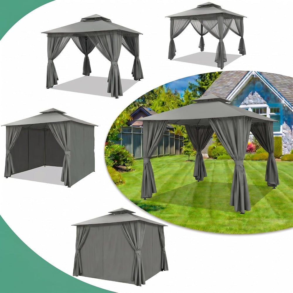 COBIZI 10x10 FT Outdoor Gazebo, Soft Top Patio Gazebo with Ventilated Double-...