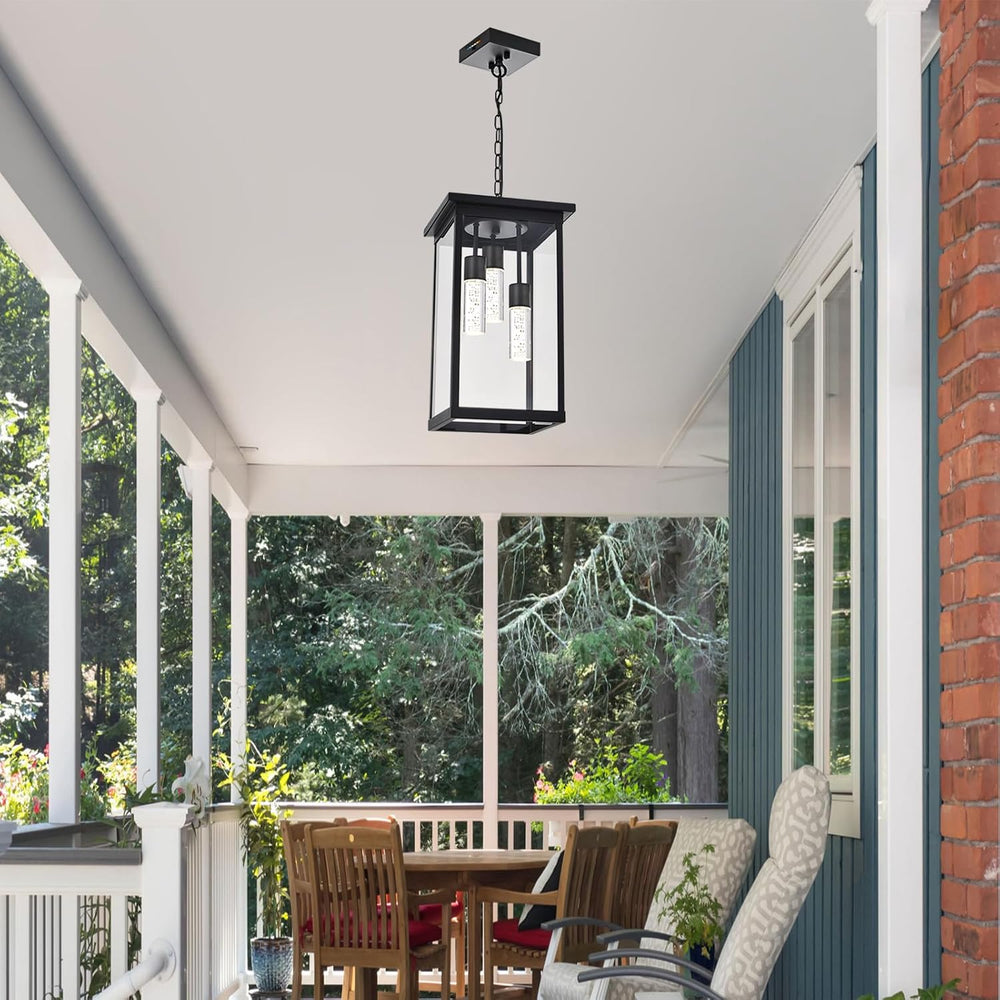 Yaohong 17" Large 5CCT LED Outdoor Pendant Light, 3-Lights Modern Black ...