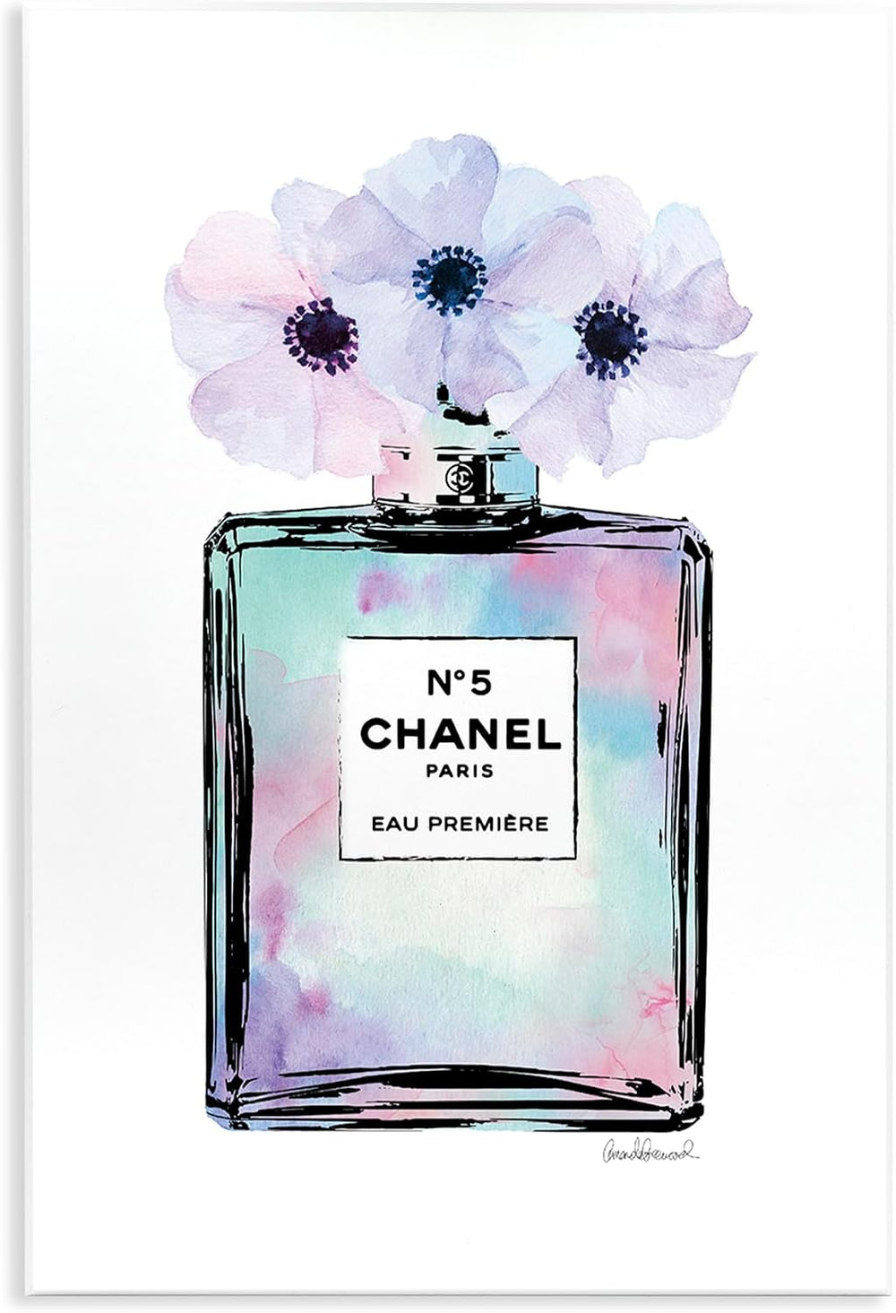 Purple Flower Glam Perfume, 10 x 15 Inch Mounted Print on Wall Plaque