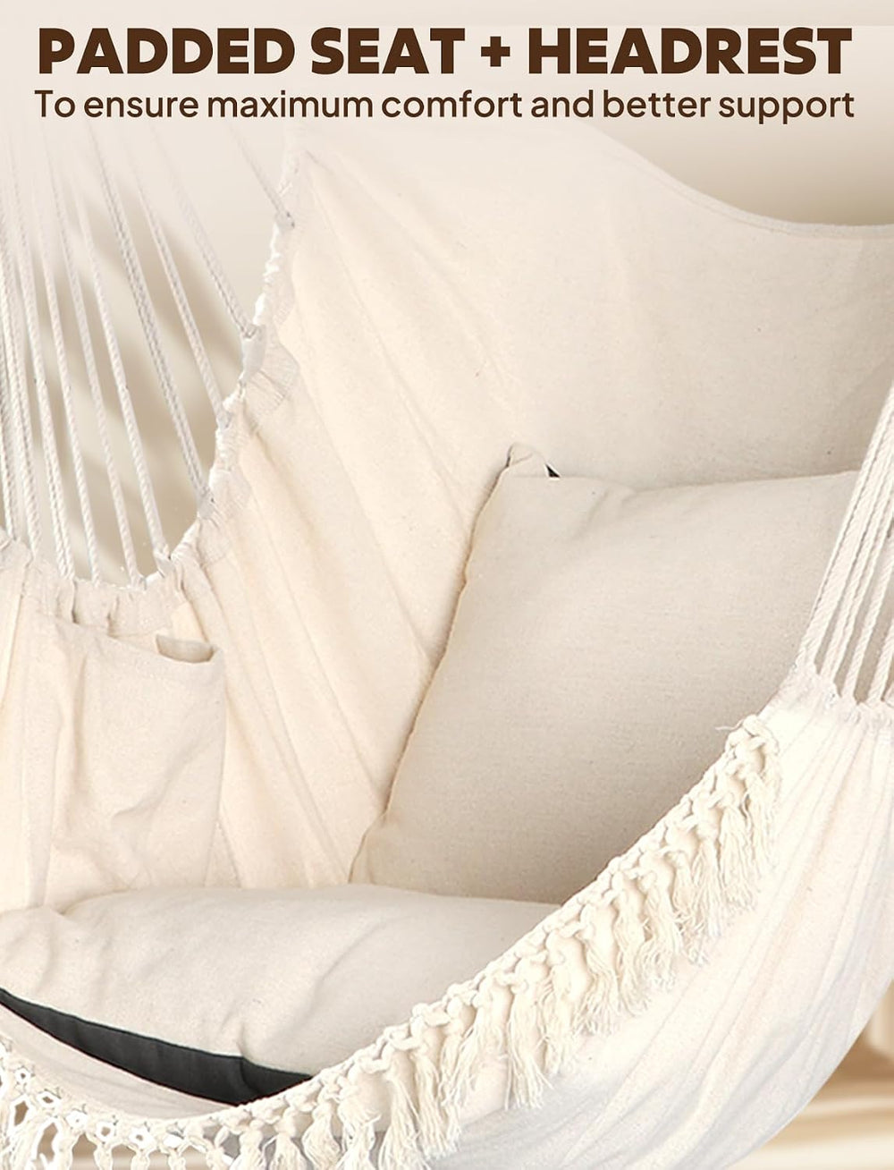 Chihee Hammock Chair with Strong Webbing Straps Hooks Suspension 2 Cushions