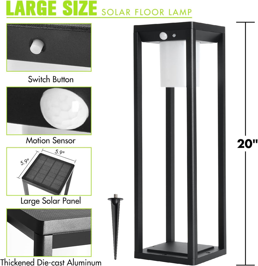 Solar Floor Lamp Outdoor Waterproof, Motion Sensor Pathway Lights