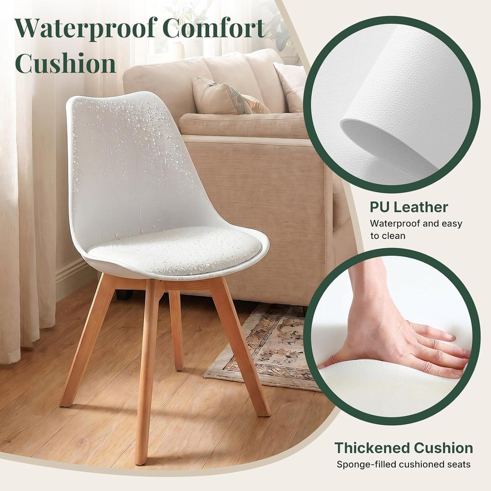 Dining Chairs Set of 8, PU Leather Padded Seat for Living Room