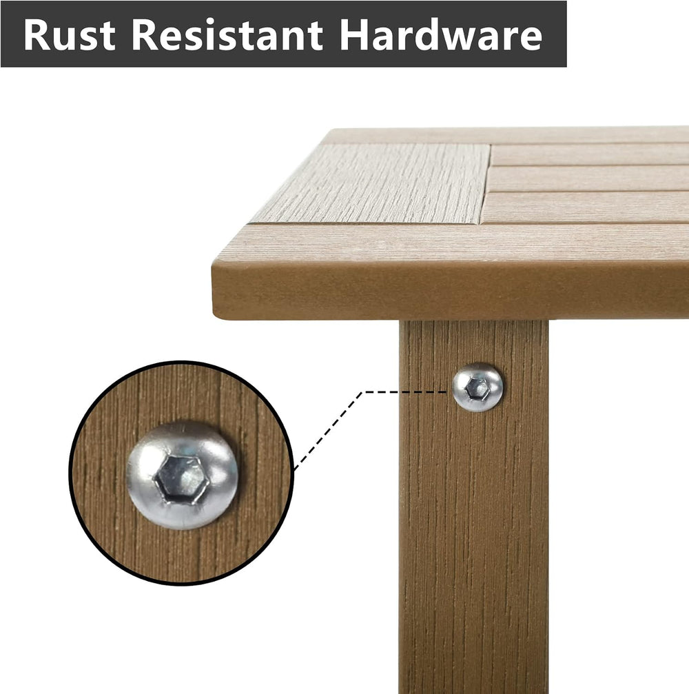 Meluvici Double Adirondack Outdoor Side Table Weather Resistant, Outdoor Rect...