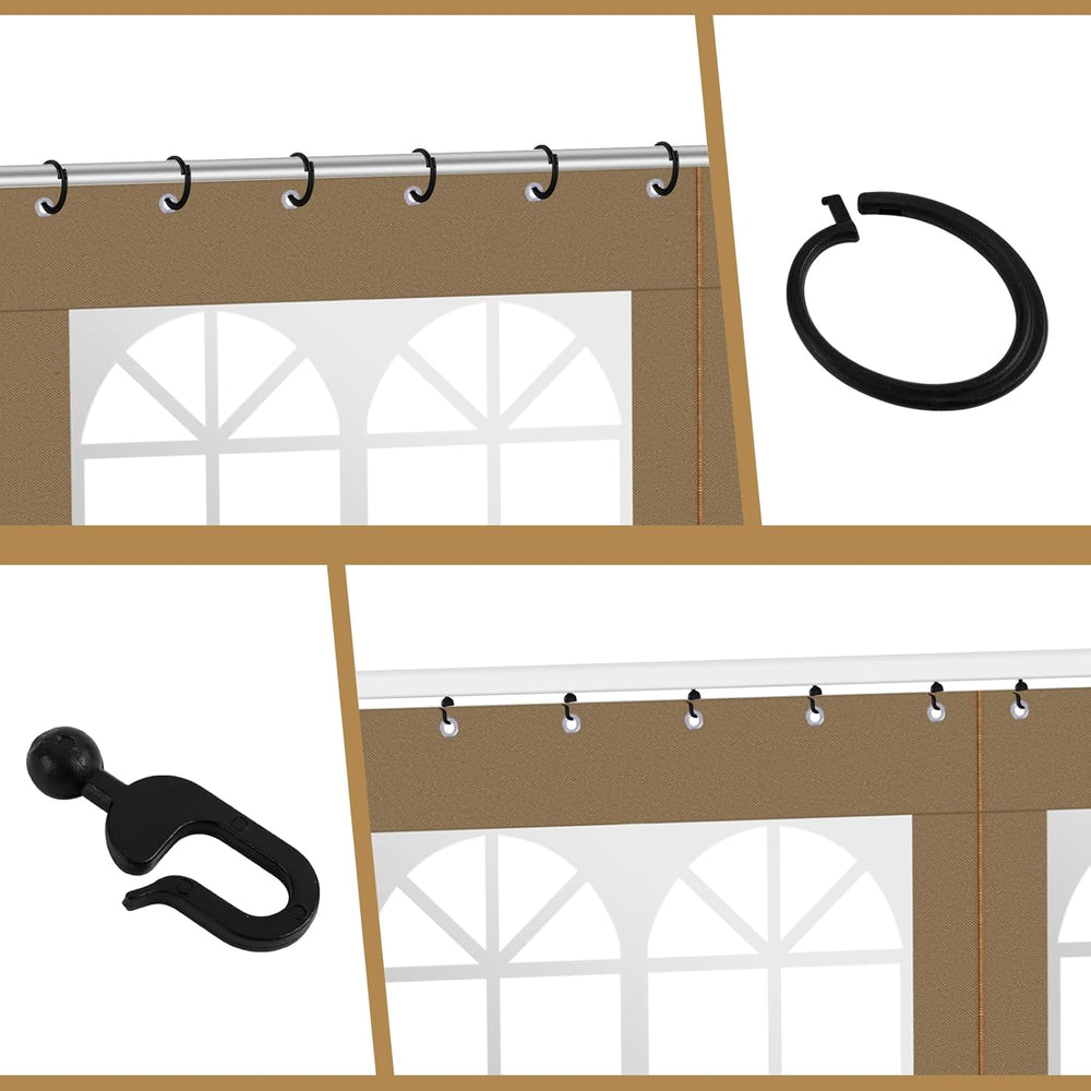 Gazebo Privacy Curtains 10' x 12' with PVC Windows, 4-Panels Side Wal...