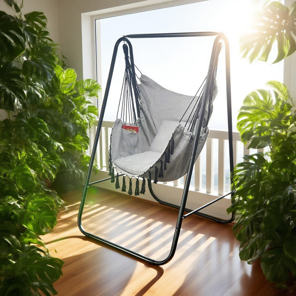 Hammock Chair with Stand,Heavy-Duty Hammock Stand with Large Indoor Swing,MAX...