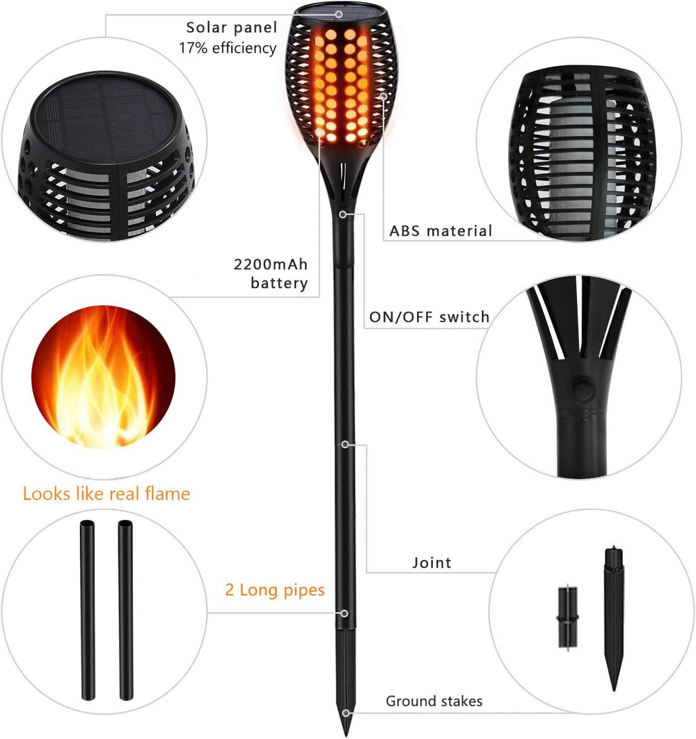 Aityvert Flickering Flame Solar Torch Lights Outdoor, 43" Tall, 2 Pack