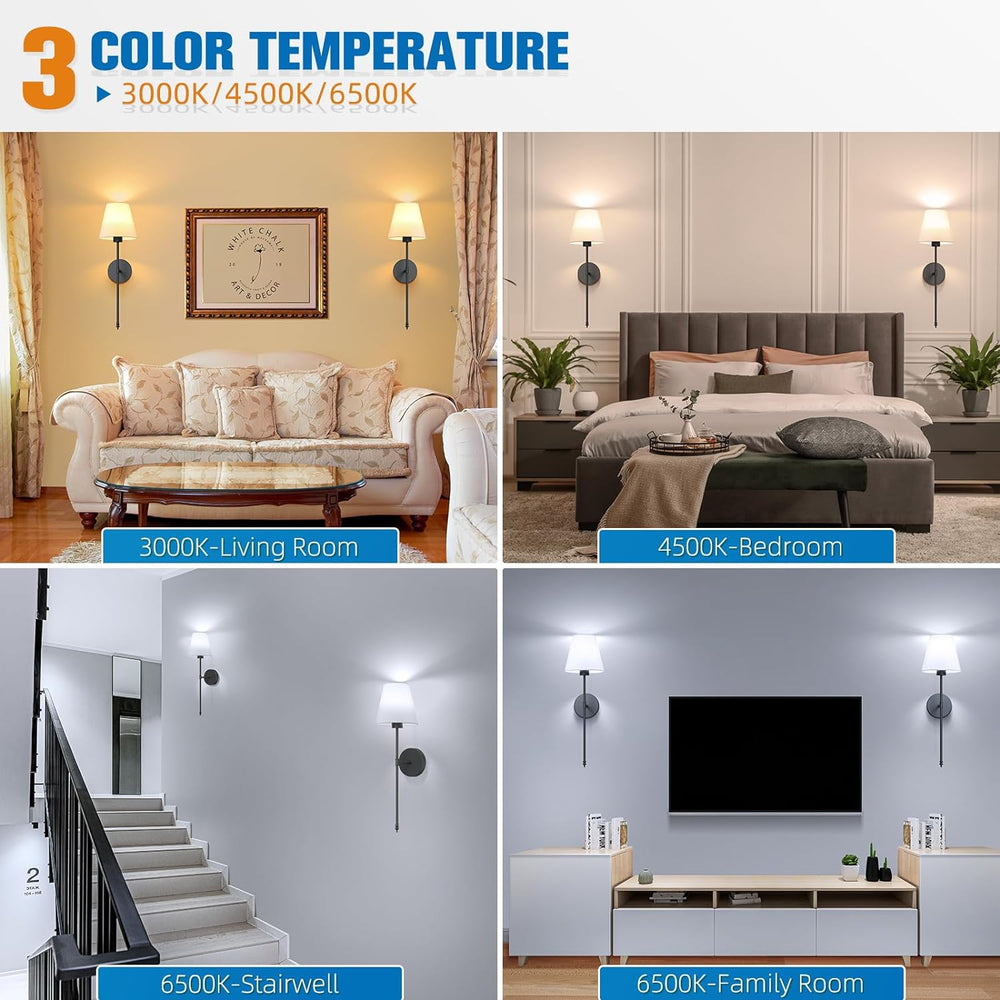 NIORSUN Battery Operated Wall Sconce Set of 2,Black Rechargeable Wall Lights ...