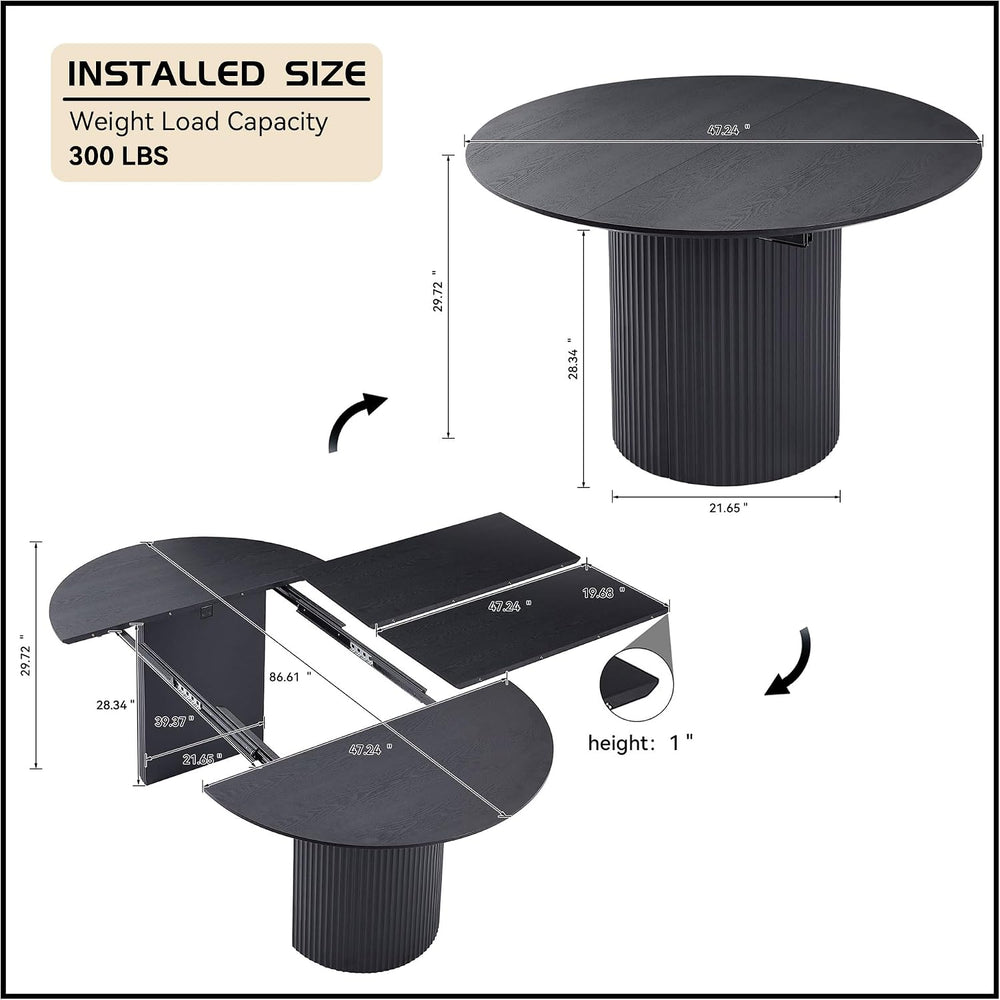 WILLIAMSPACE 86.61" Wood Extendable Dining Table for 6 to 8, Modern Oval...