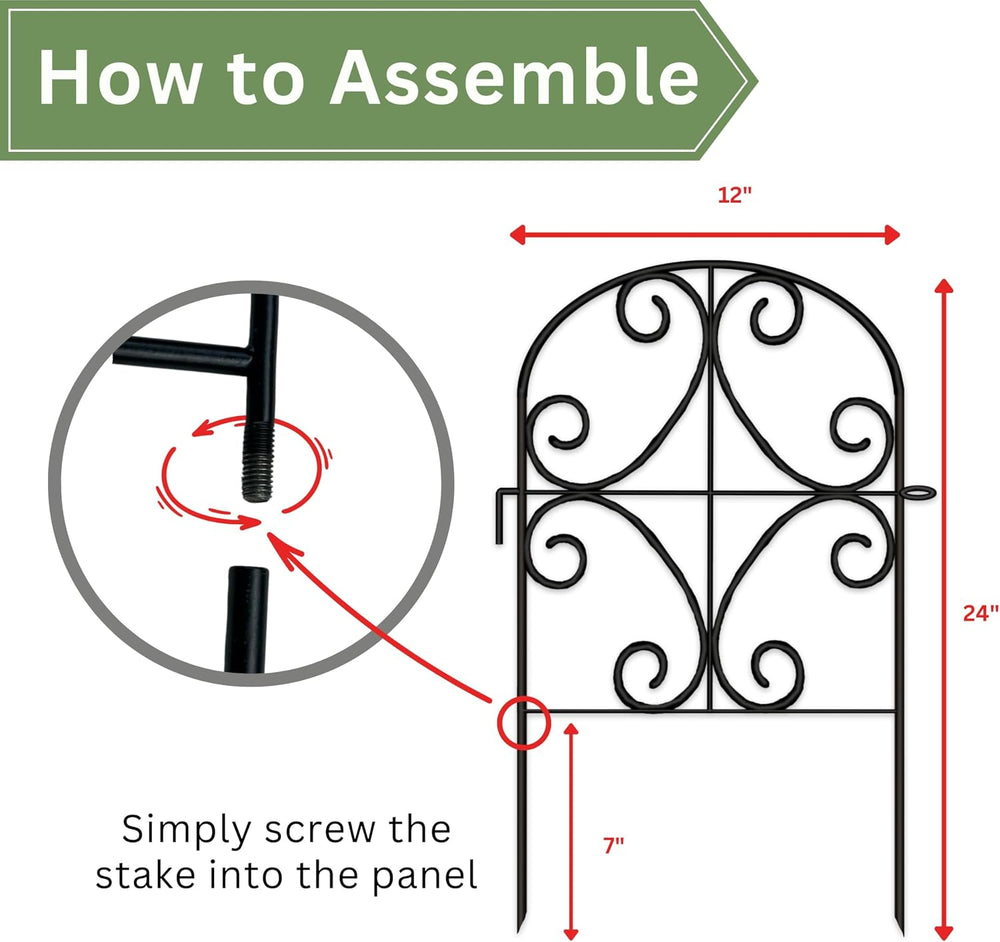 ShopLaLa Garden Fence Border Animal Barrier (10 Panels) 12in(L) x 24in(H) Met...