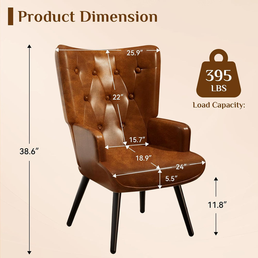TLSUNNY Accent Chair, Upholstered PU Leather Living Room Chairs