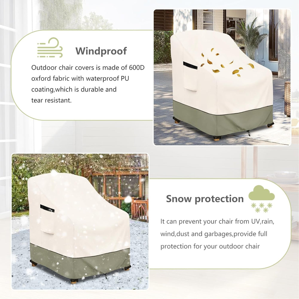 Outdoor Chair Covers 4 Pack 32 W x 35 D x 36 H inches,600D Heavy Duty Waterpr...