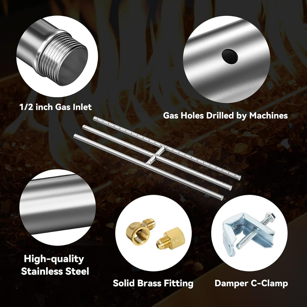 Skyflame 24" x 6" Rectangular Gas Fire Pit H-Burner