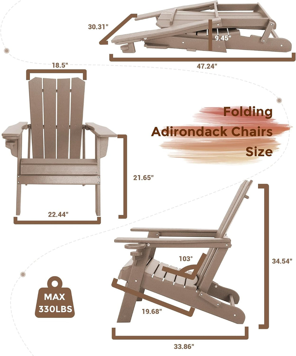 GARDENSTAR Adirondack Chair Oversized Folding Adirondack Chairs Recyclable HD...