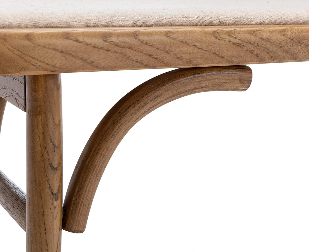Kmax Upholstered Bench Fabric Entryway Bench Rustic Solid Wood 45 Inch for Li...