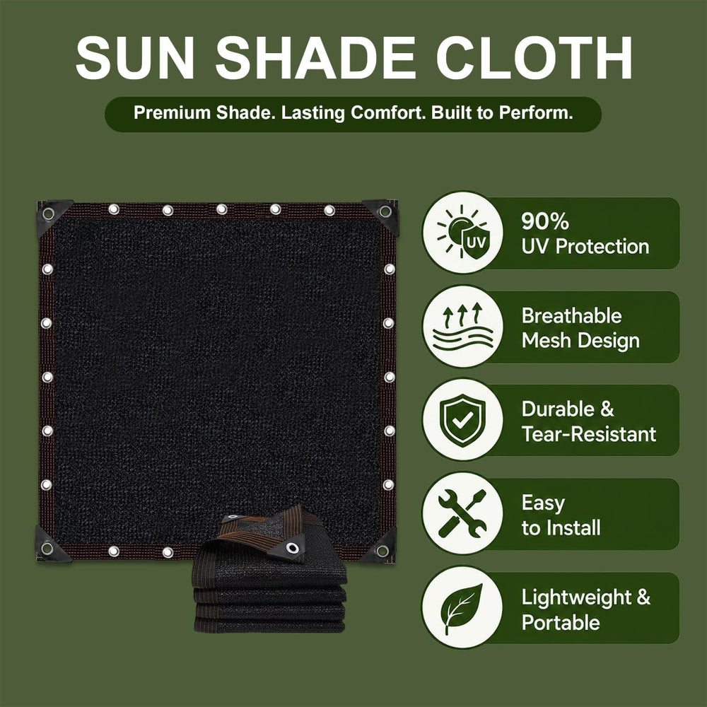 Shade Cloth for Garden, 90% Shade Tarp with Grommets, 20x20FT
