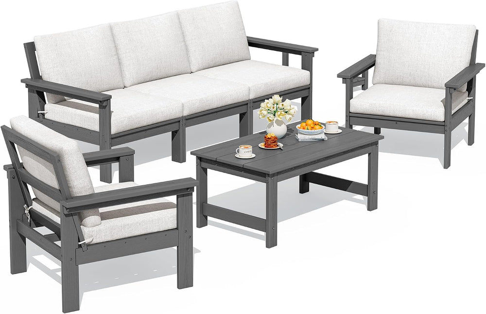 SERWALL HDPE Outdoor Patio Furniture Set Outdoor Couch