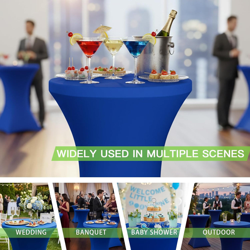 Fixwal 4 Pack Cocktail Tablecloth Bar Top Table Covers Round Royal Blue