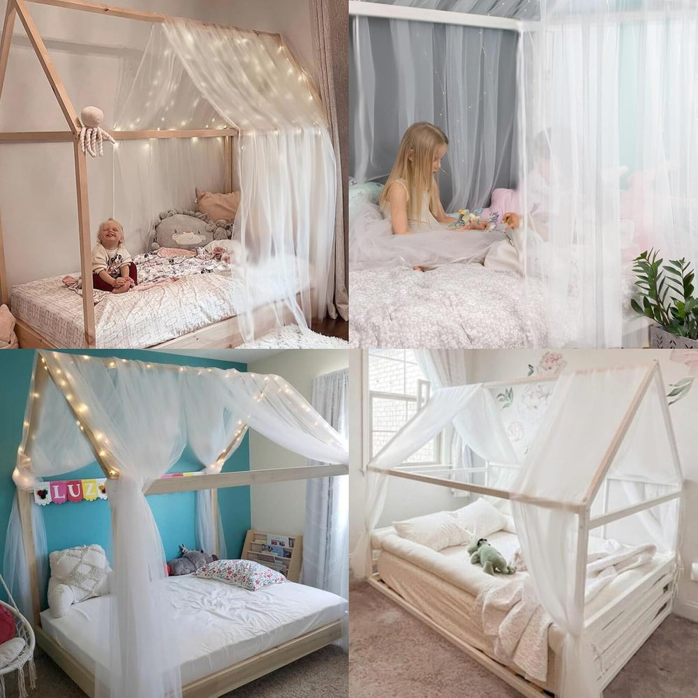 Comtelek King Canopy Bed Curtains - Queen & Full Bed 60 * 225in White Tul...