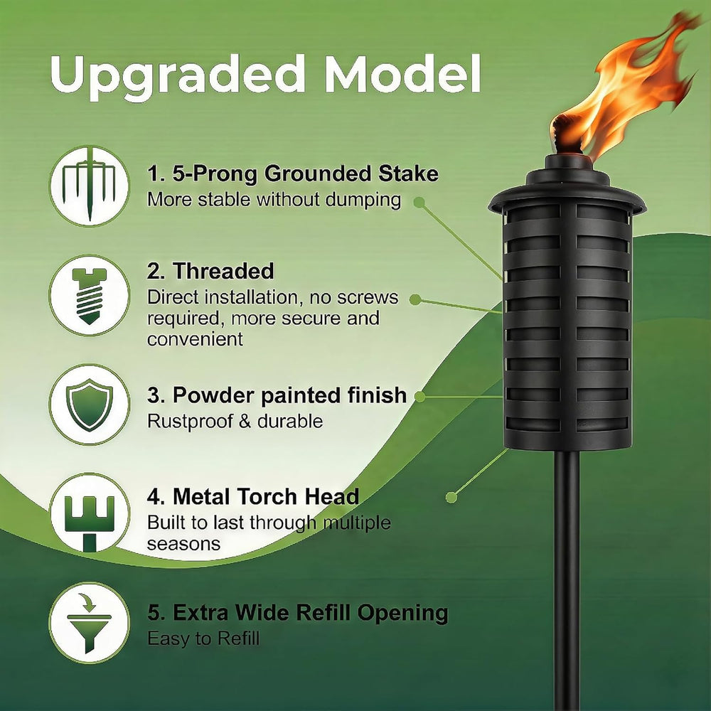6-Pack Home Garden Torch , 16 Oz Outdoor Black Metal Torch Garden Décor ,60-I...