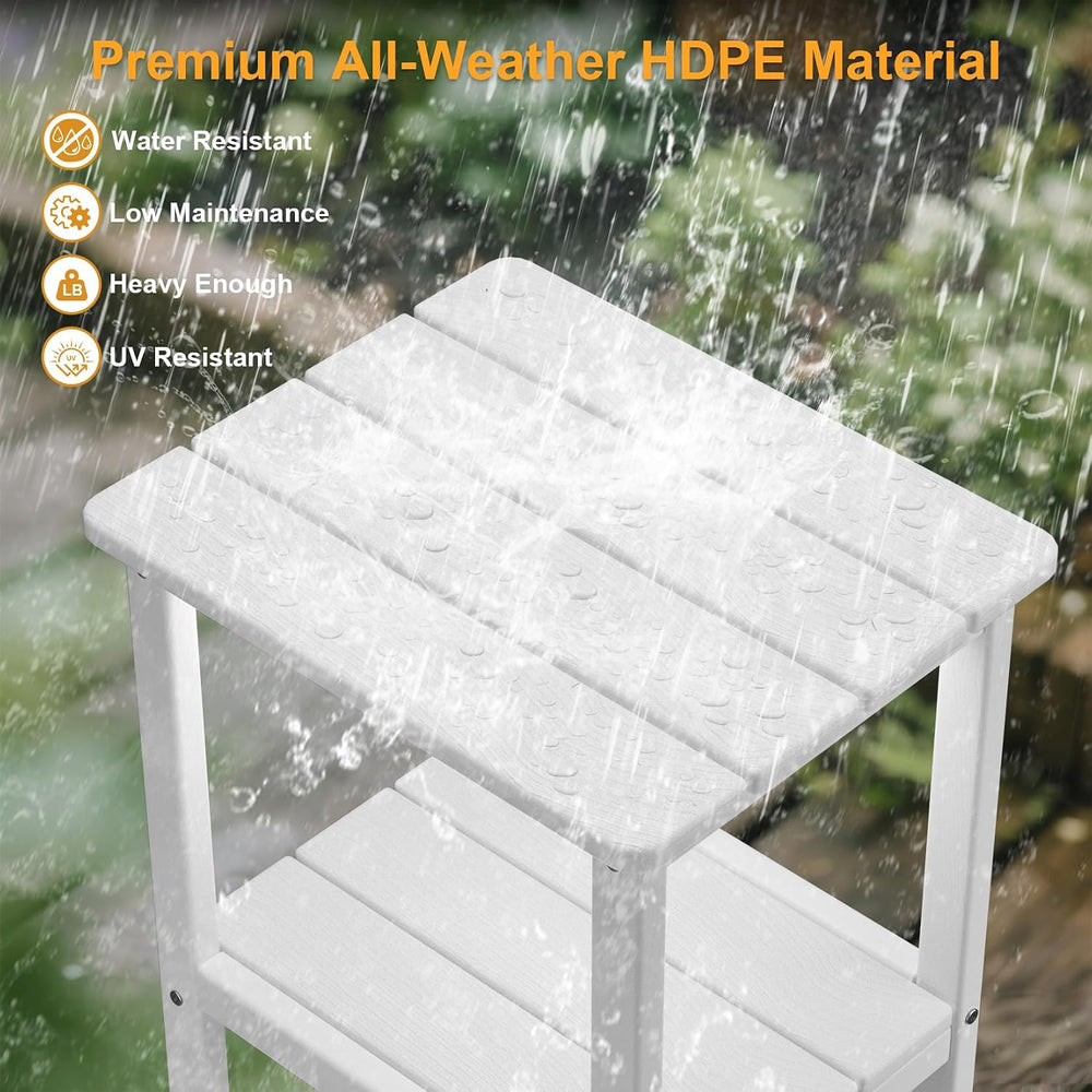 Outdoor Side Table, 17.7-Inch Patio Side Table with Adjustable Feet