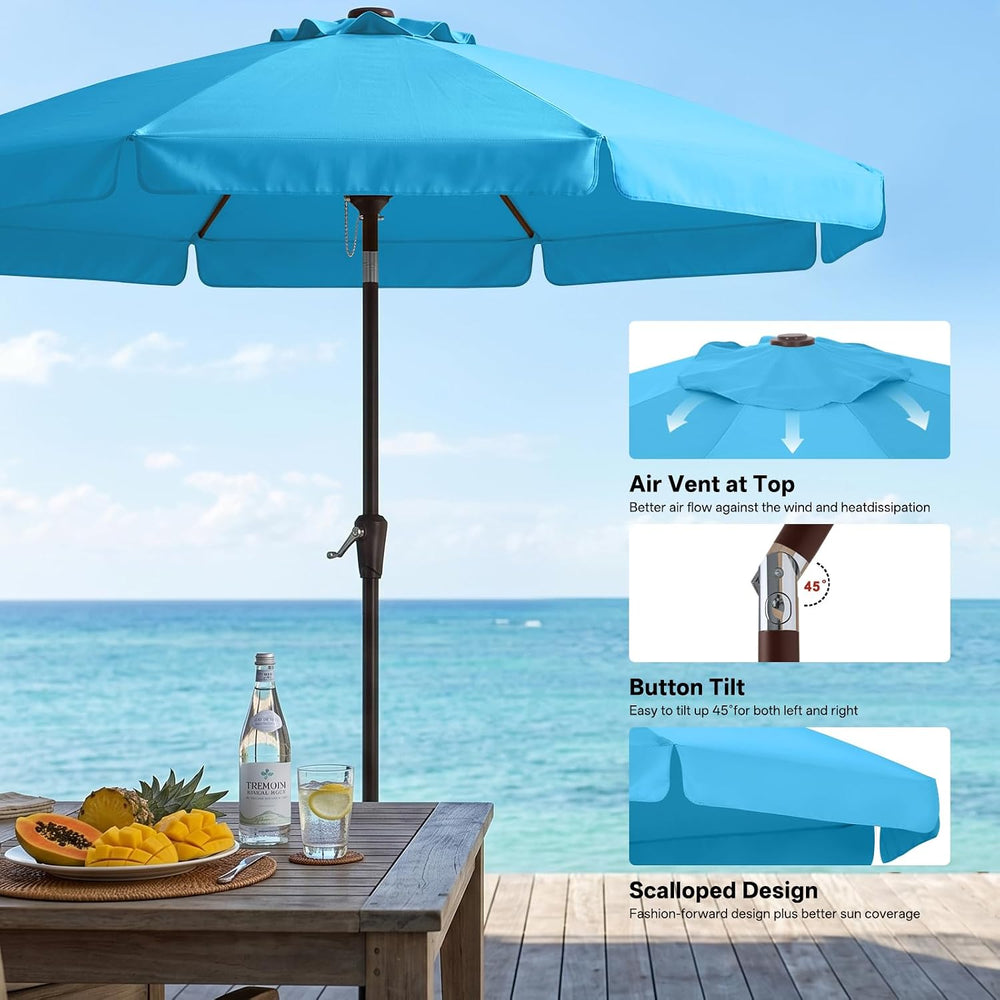 ABCCANOPY 9FT Scalloped Patio Umbrella Table Market Umbrella, Turquoise