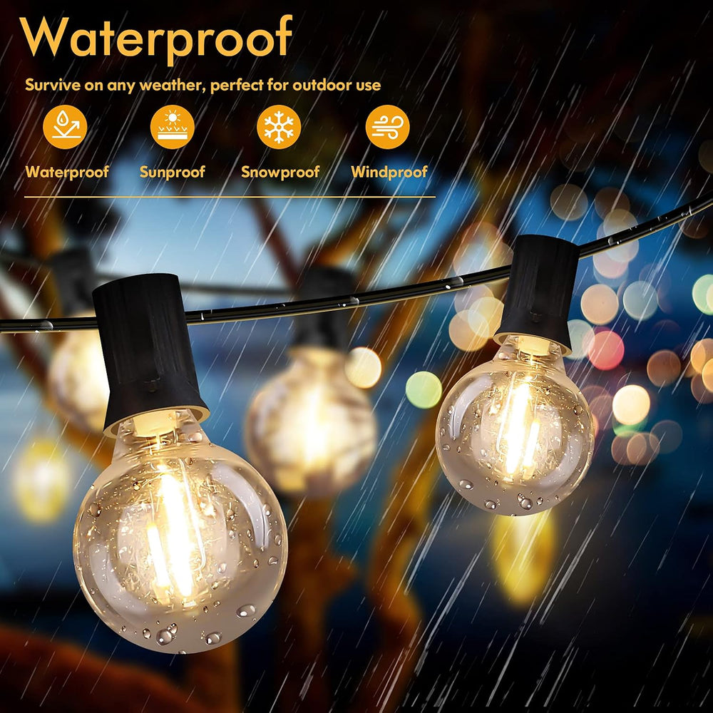 100FT LED Outdoor String Lights Patio Light with 52 Shatterproof G40 Dimmable...