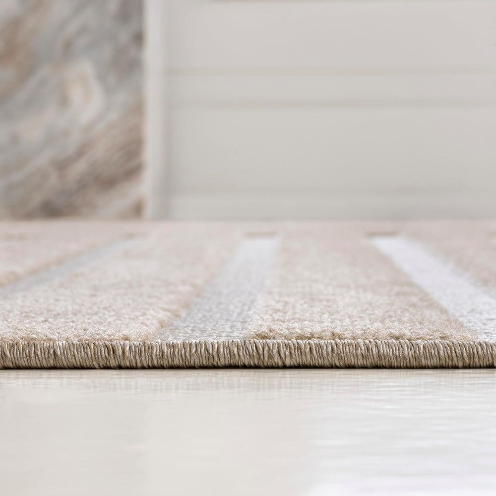 JONATHAN Y High-Low Arch Stripe Two-Tone Beige/Cream 8x10 Indoor/Outdoor Area...
