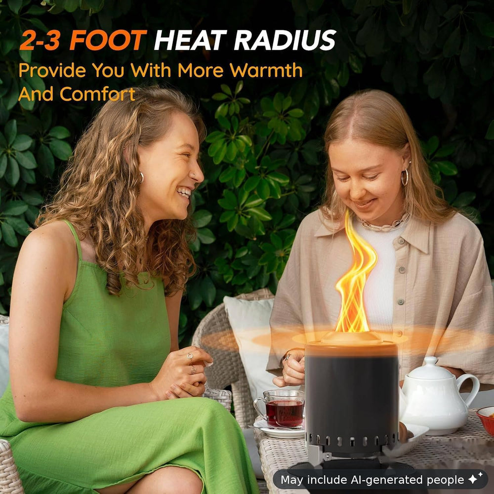 Breezz Smokeless Tabletop Fire Pit 7 in, Black