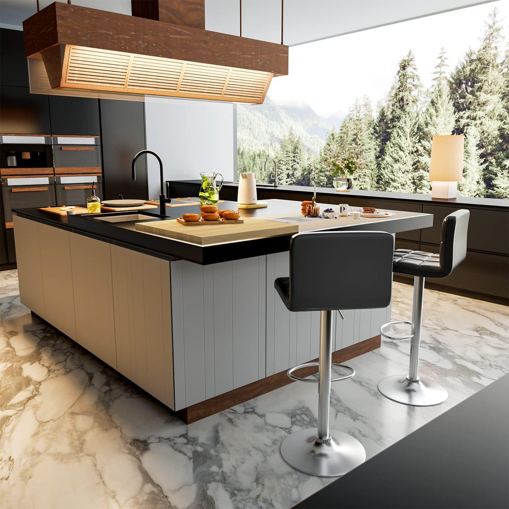 Homall Bar Stools Modern PU Leather Adjustable Swivel Barstools, Armless Hydr...