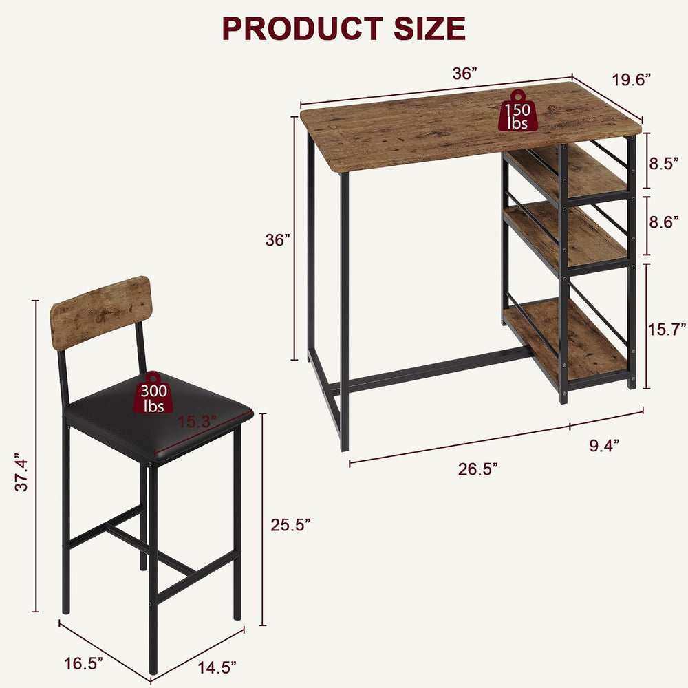 IDEALHOUSE Dining Table Set for 2, Counter Height Kitchen Table and Chairs, B...