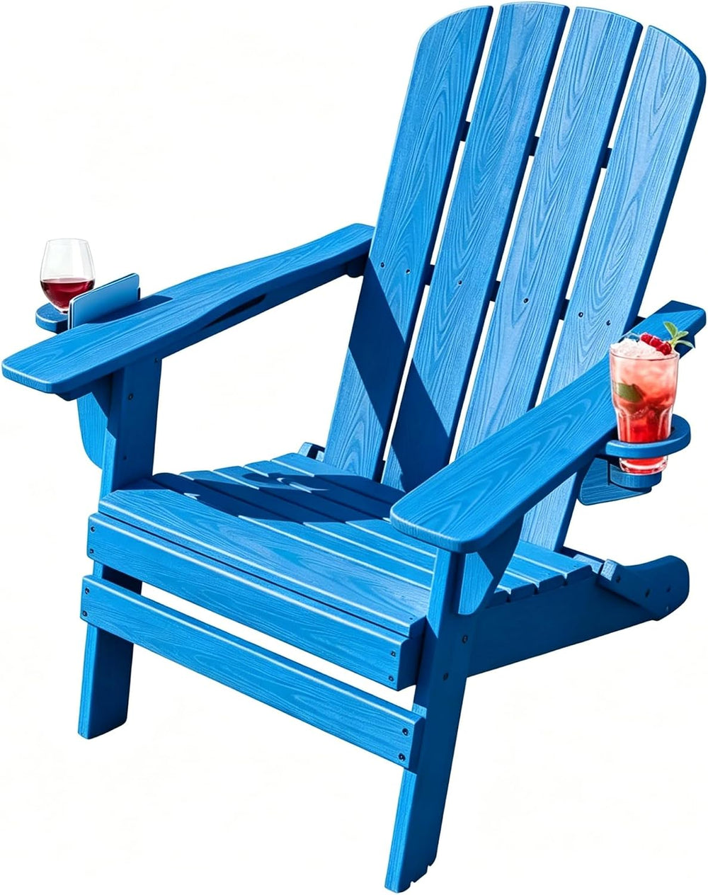 Folding Adirondack Chairs with Cup Holder, Adjustable Reclining Back Chair