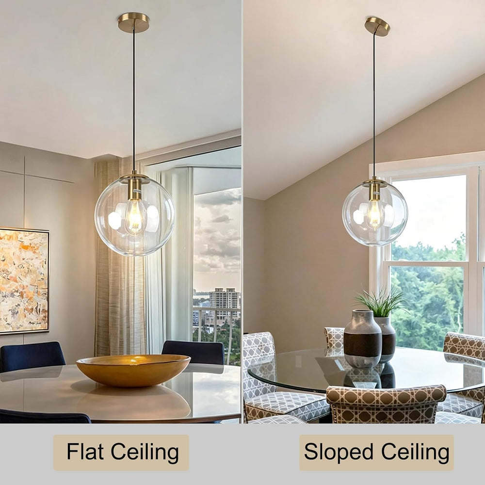 10" Gold Globe Pendant Light Mid Century Modern for Kitchen Island