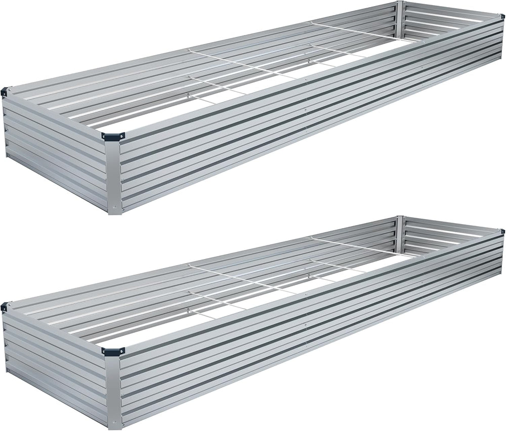 DIIYIV 2PCS 12x4x1FT Galvanized Raised Garden Bed Kit,Vegetable Boxes-Rectang...