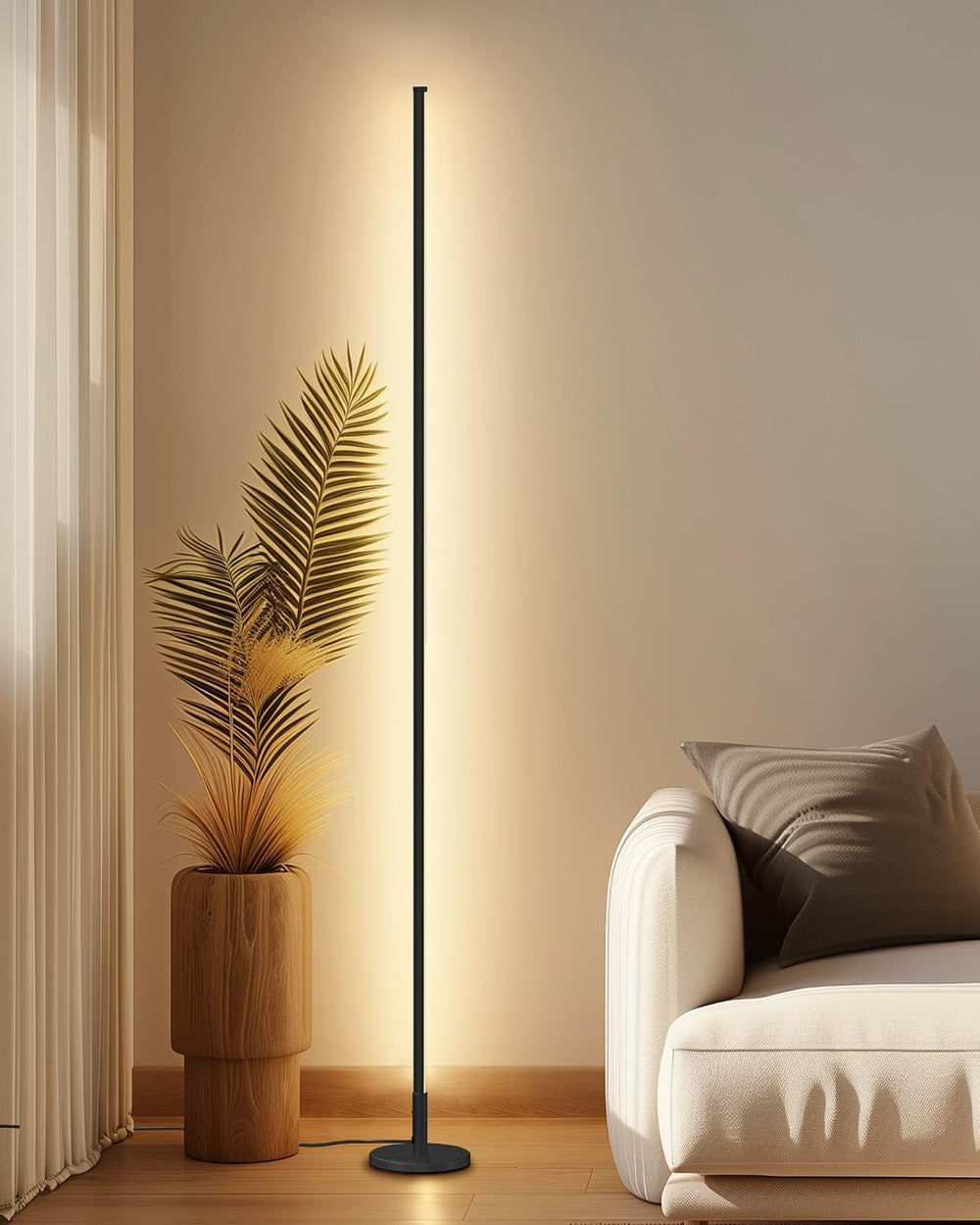 TACAHE Minimalist Corner Floor Lamp - 2700K-6500K Dimmable LED Light