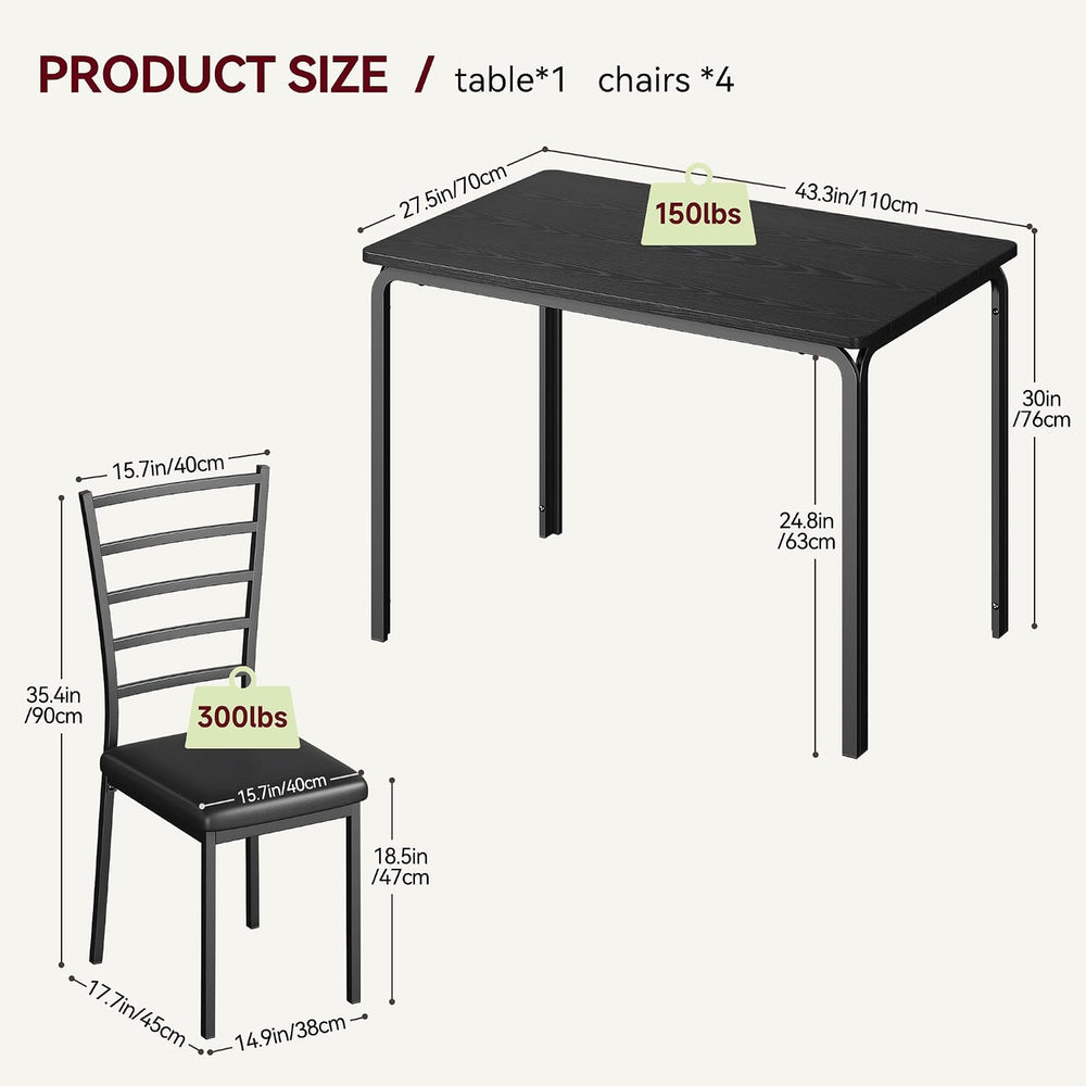 GarveeHome 5-Piece Kitchen Dining Room Table Chair Set for Small Space, Indoo...