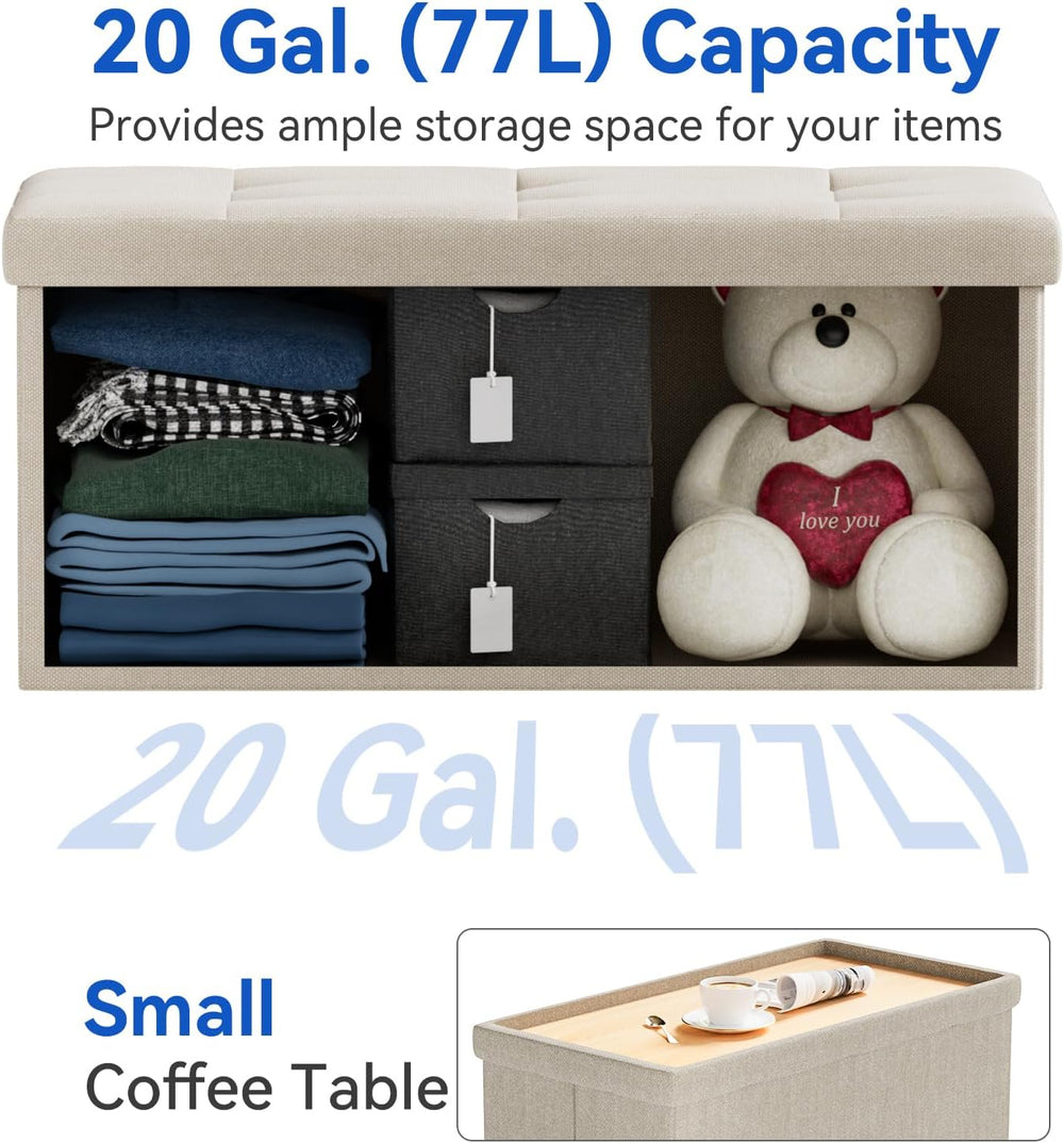 BRIAN & DANY 30 Inches Folding Storage Ottoman Bench, Ottoman with Storag...