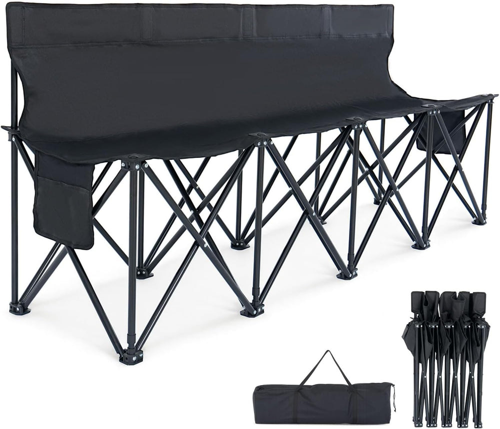 LILYPELLE Folding Soccer Bench, Portable Team Bench, 4 Seats w/Backrest