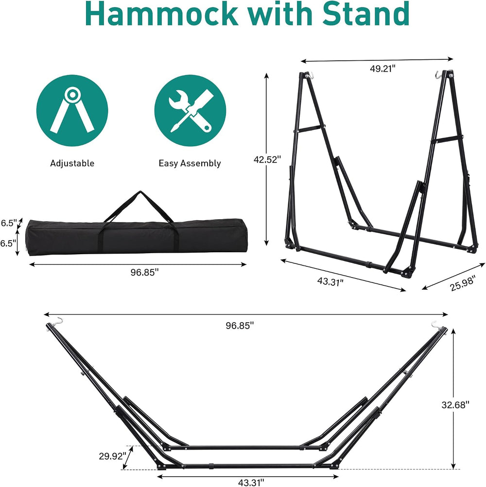 Ainfox Hammock with Foldable Stand, 2 in 1 Hammock and Swinging Chair with Ca...