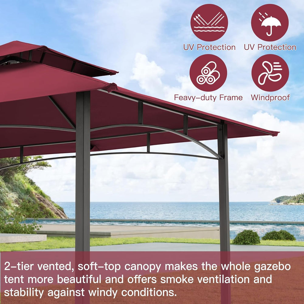 AECOJOY 8' x 5' Grill Gazebo, Grill Canopy for Outdoor Grill, 2- Tier...